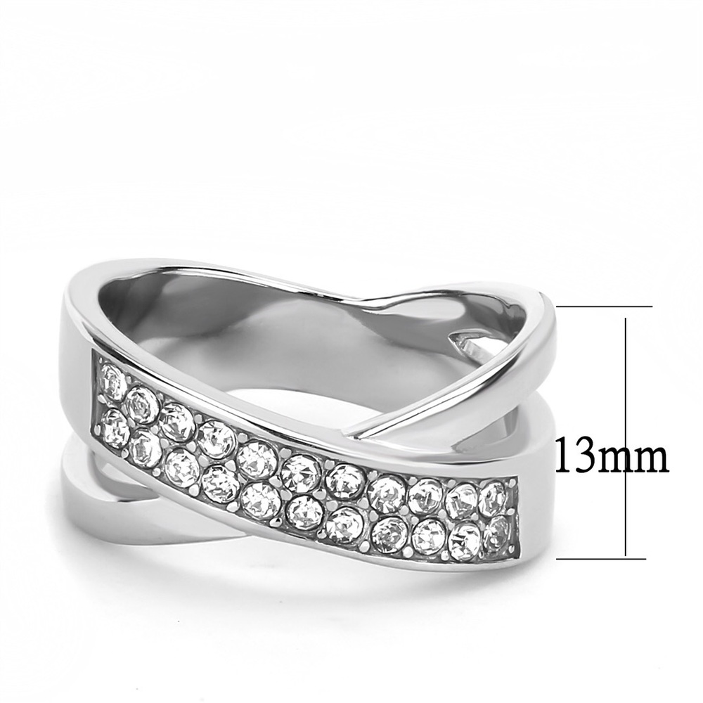 STAINLESS STEEL Top Grade Crystal Crossover Ring - Picture 14 of 16